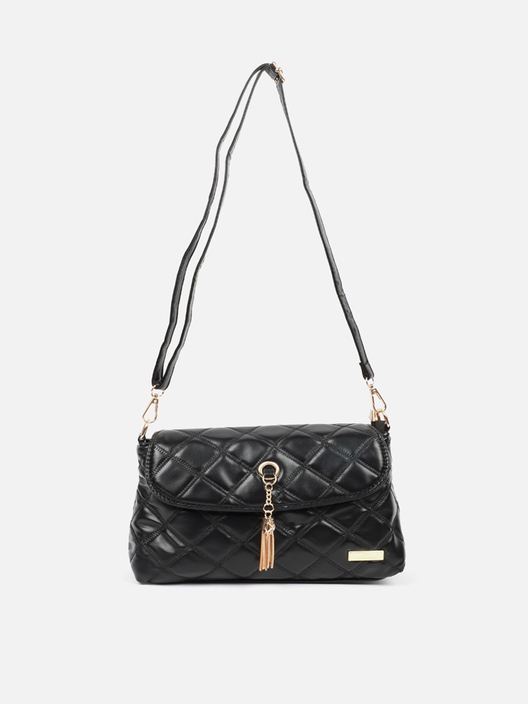 

Carlton London Black Structured Sling Bag with Quilted