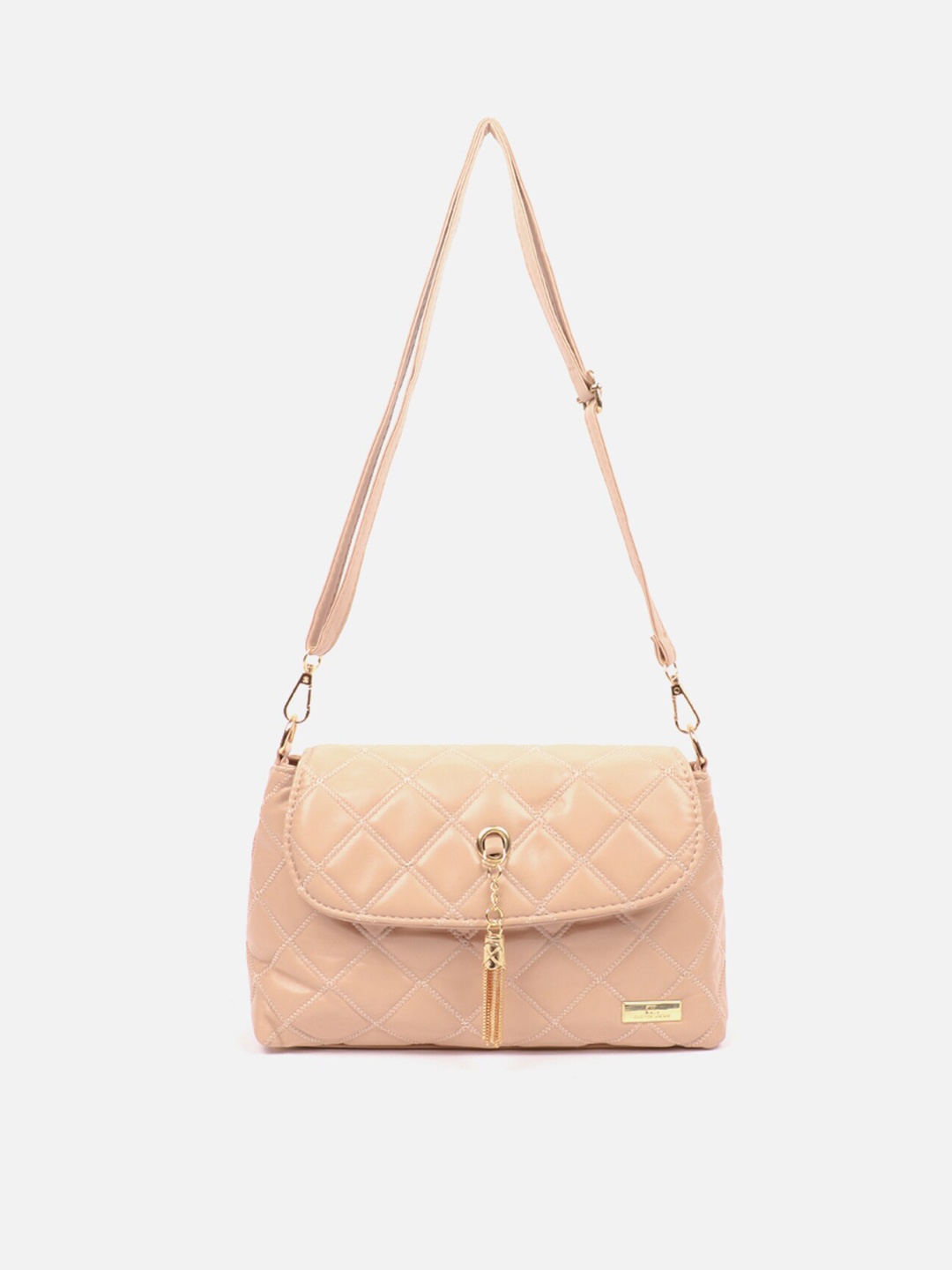 

Carlton London Nude-Coloured Textured Structured Sling Bag with Quilted