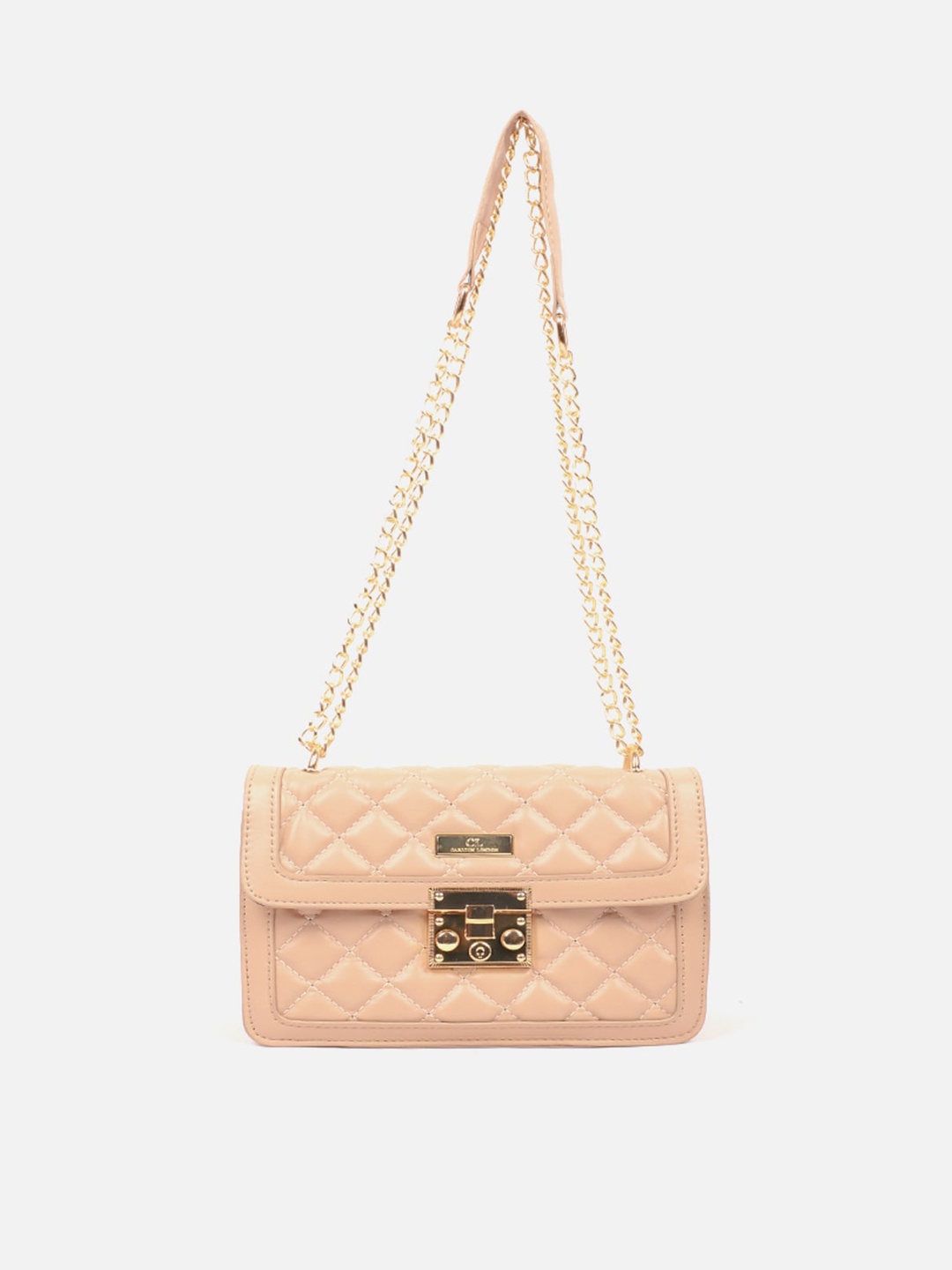 

Carlton London Nude-Coloured Textured Structured Sling Bag with Quilted