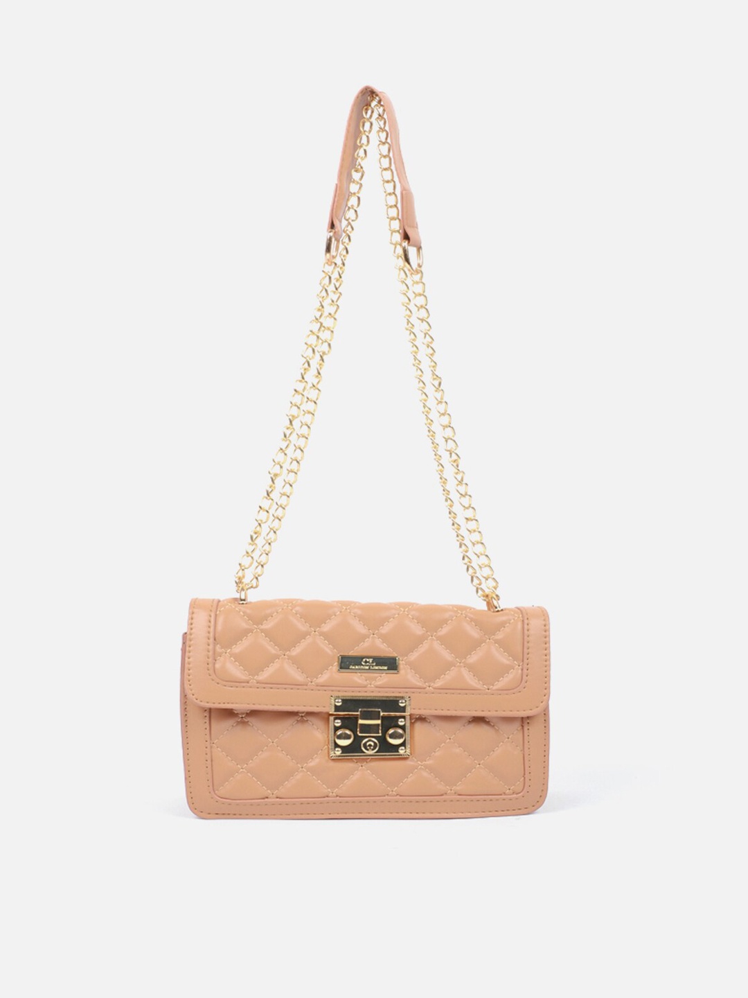 

Carlton London Women Tan Textured Structured Sling Bag with Quilted