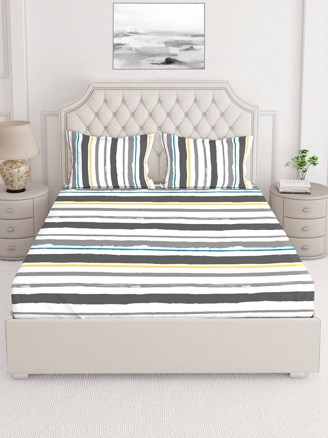 

Layers Unisex Grey 225 TC King Sized Double Bedsheets