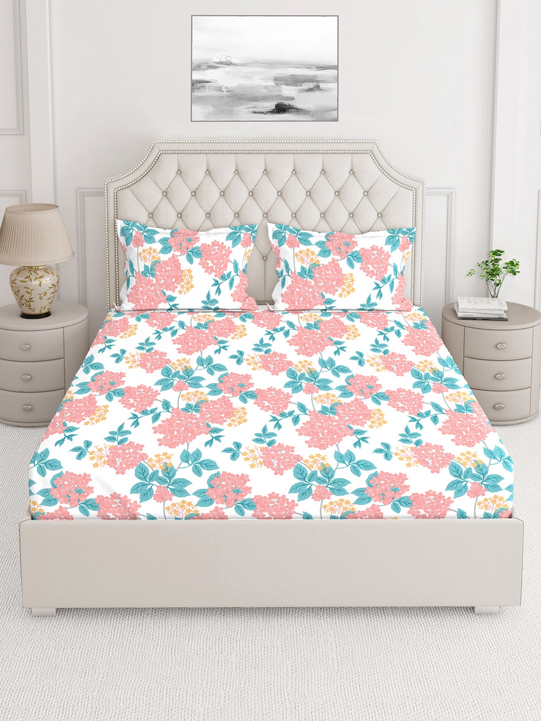 

Layers Unisex 225 TC Pink Double Bedsheets