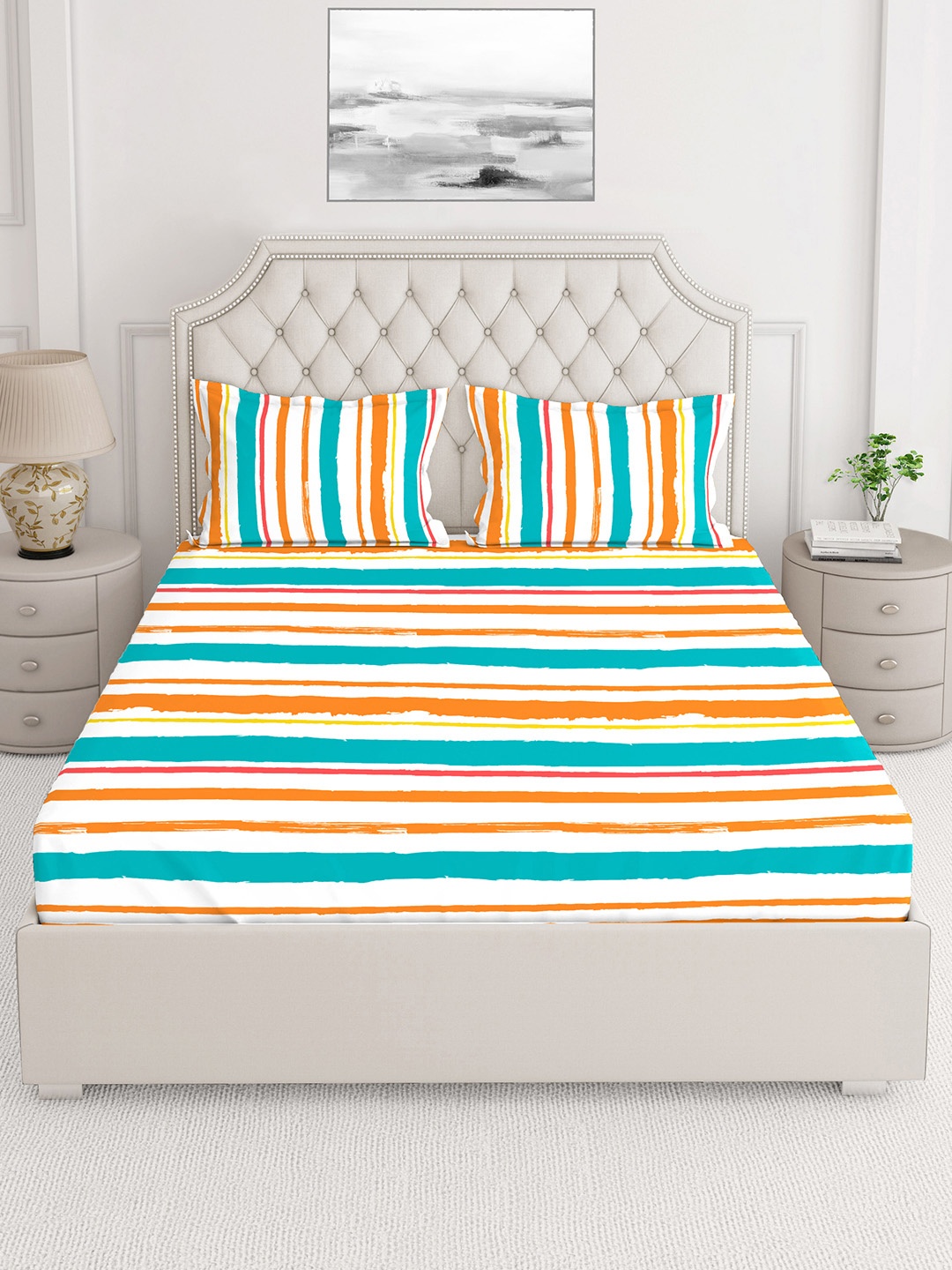 

Layers Duracount CVC 225 TC King Sized Double Bedsheets (Orange)