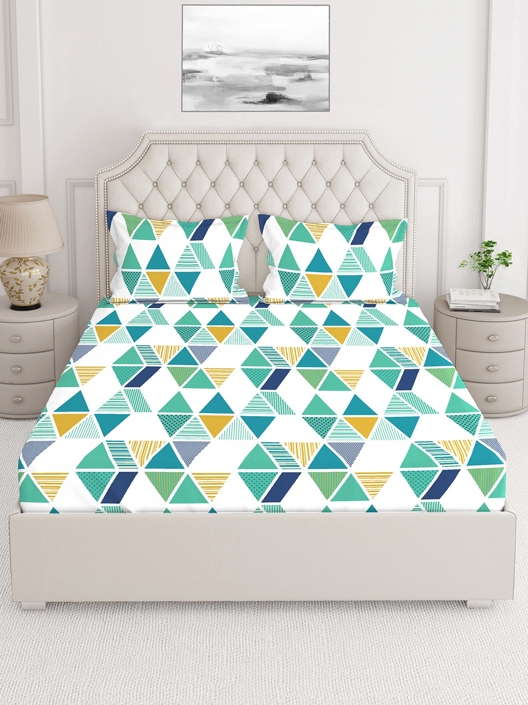 

Layers Unisex King Sized Double Bedsheets 225 TC, Green