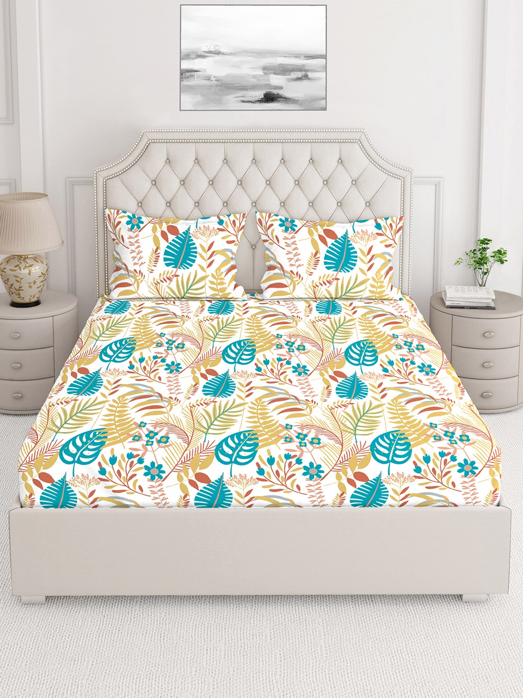 

Layers Unisex Yellow 225 TC King Sized Double Bedsheets