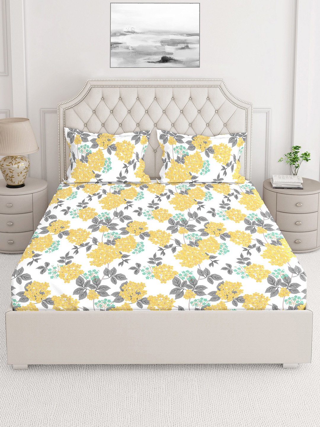 

Layers Unisex Yellow 225 TC King Sized Double Bedsheets