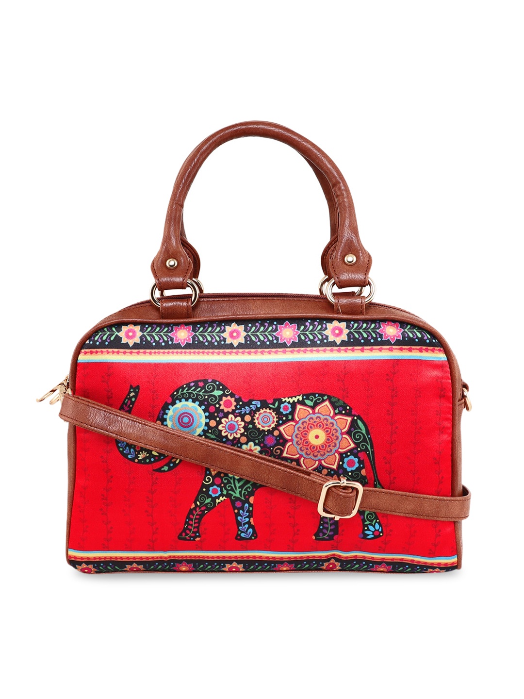 

Sabhyata Multicoloured Floral Structured Handheld Bag, Multi