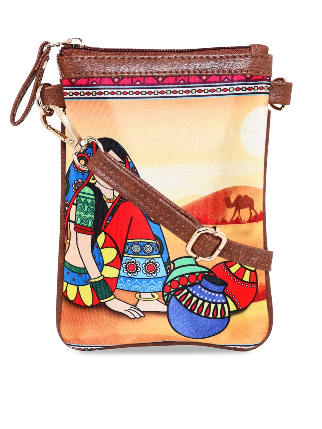 

Sabhyata Multicoloured Printed Structured Sling Bag, Multi
