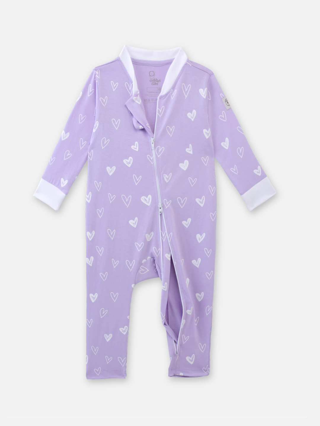 

Cuddles for Cubs Infants Lilac Printed Pure Cotton Sleepsuit, Lavender