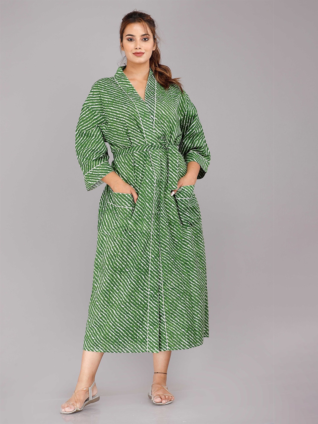

SHOOLIN womens Green Printed Maxi Nightdress