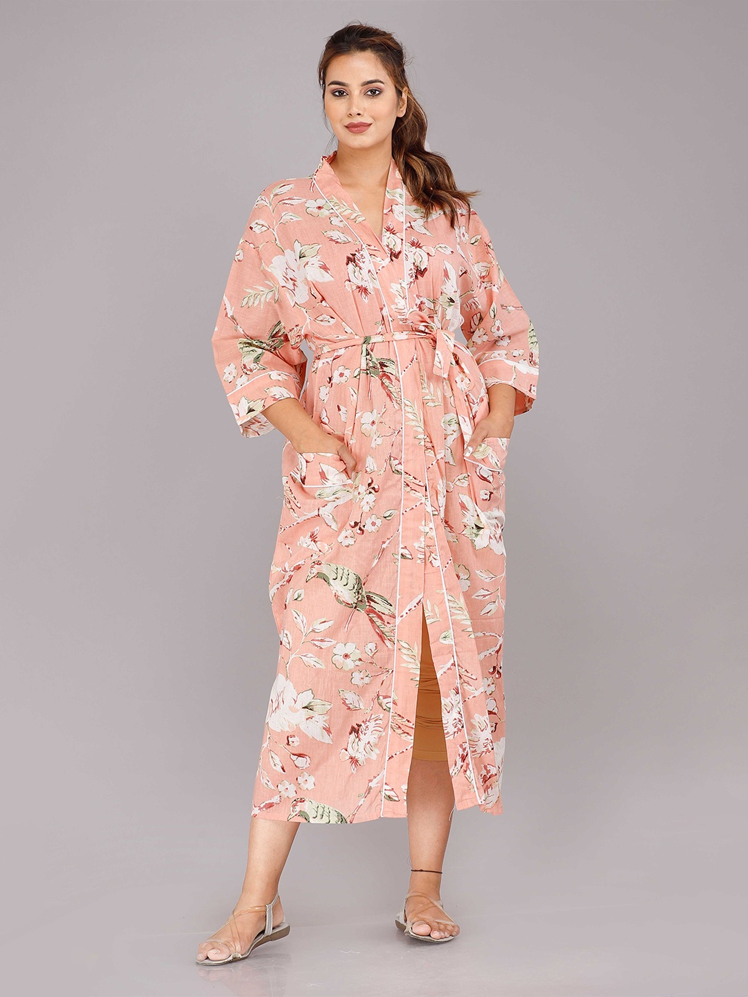 

SHOOLIN Pink Printed Maxi Nightdress