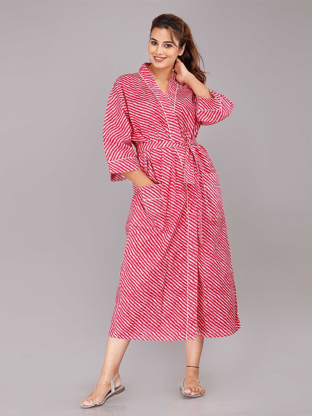 

SHOOLIN Pink Printed Maxi Nightdress