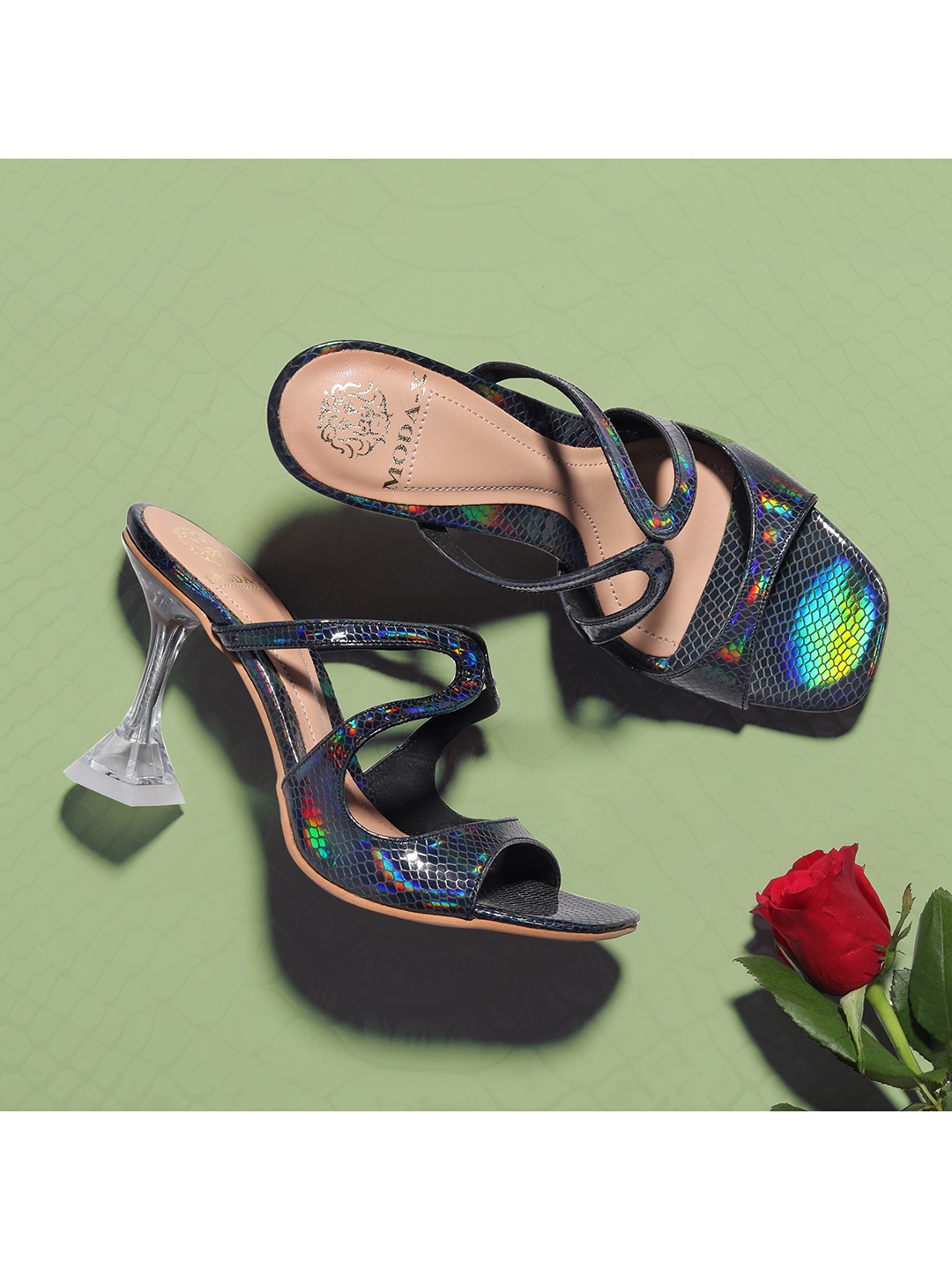 

MODA-X Black Printed Block Sandals