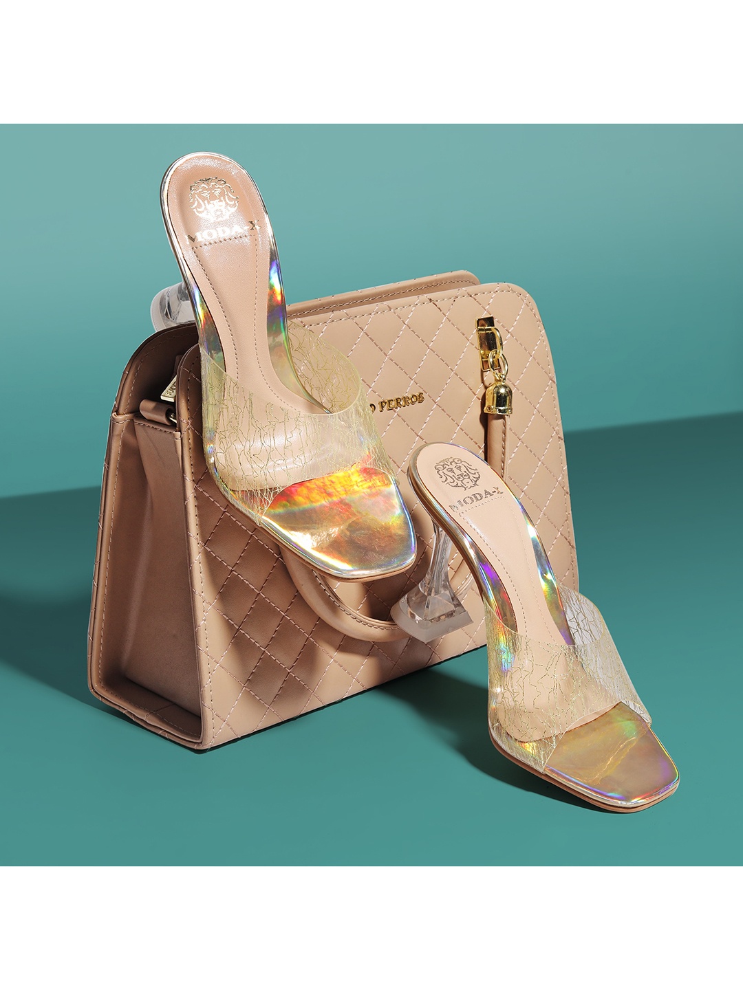 

MODA-X Gold-Toned Printed Wedge Peep Toes with Tassels