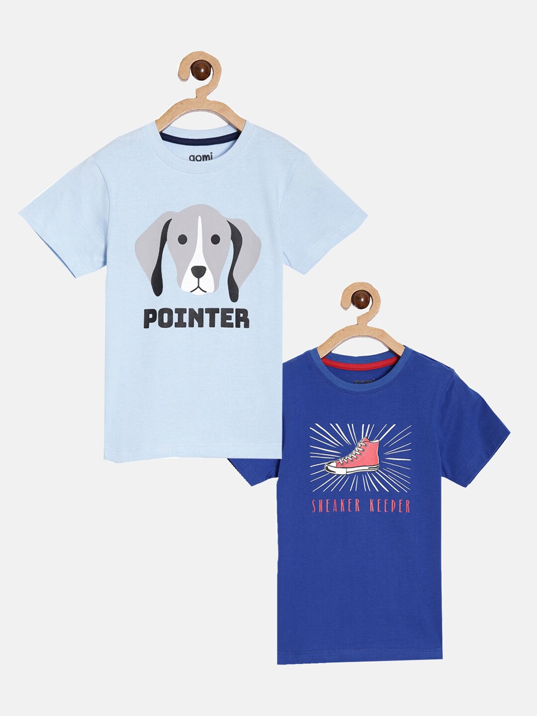 

Aomi Kids-Boys Blue Typography 2 Printed T-shirt