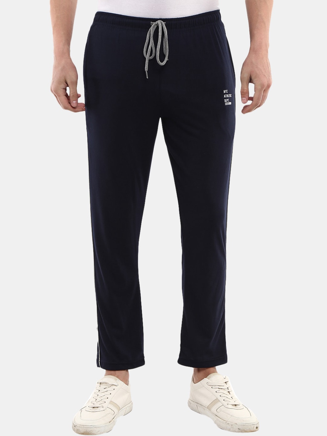 

V-Mart Men Navy Blue Solid Cotton Track Pants