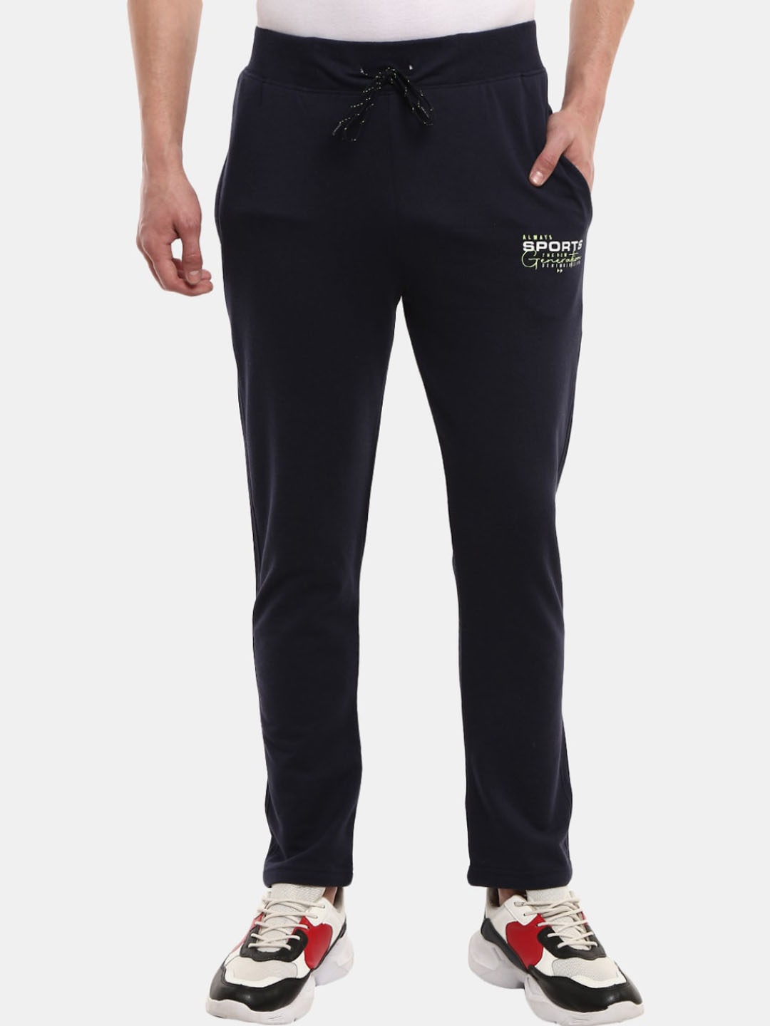 

V-Mart Men Navy Blue Solid Cotton Track Pants