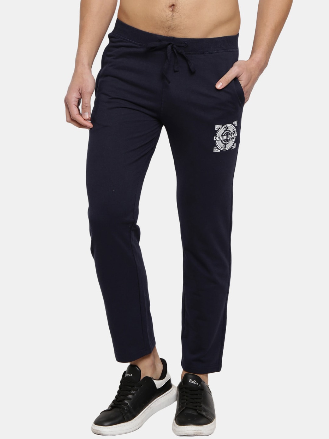 

V-Mart Men Navy Blue Solid Cotton Track Pants