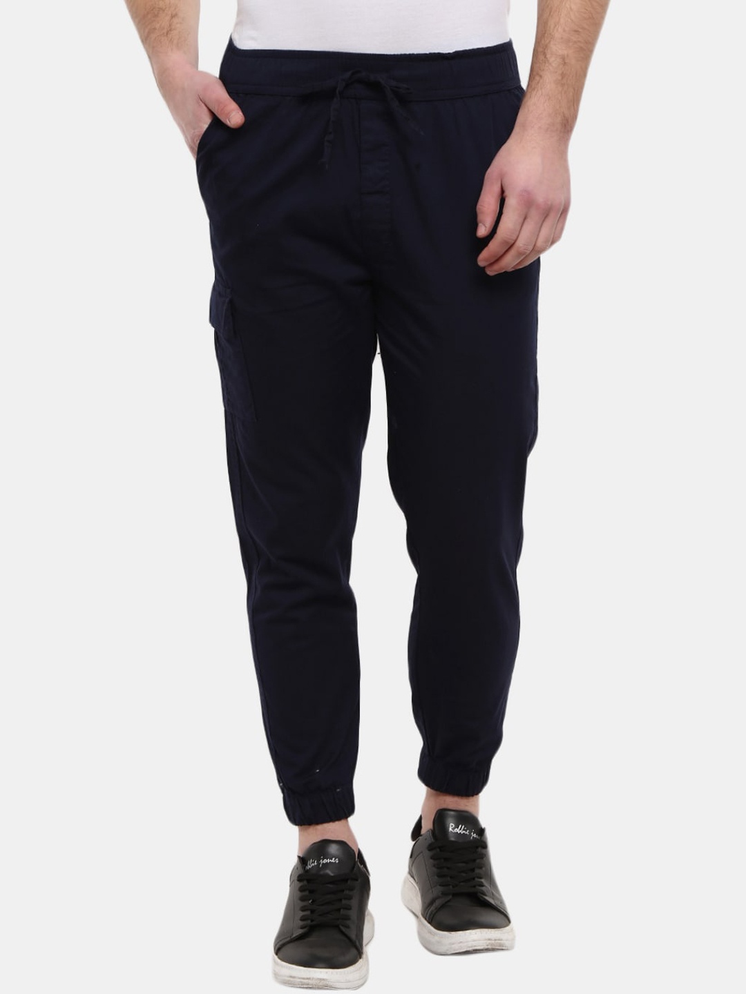 

V-Mart Men Navy Blue Solid Cotton Regular-Fit Track Pants