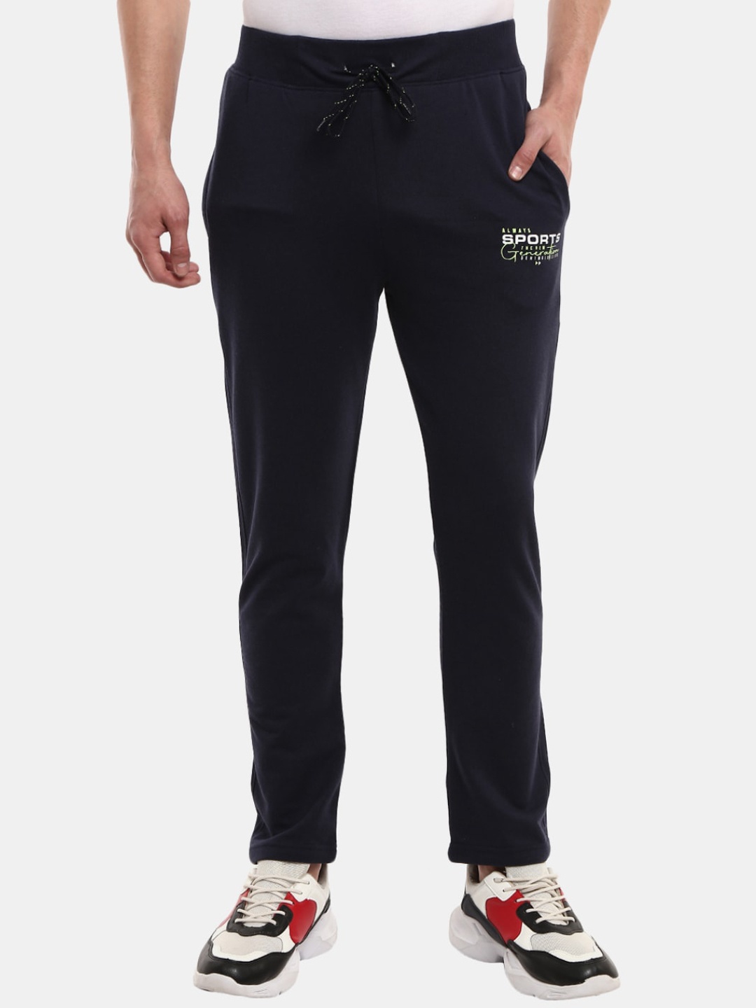 

V-Mart Men Navy Blue Solid Cotton Track Pants