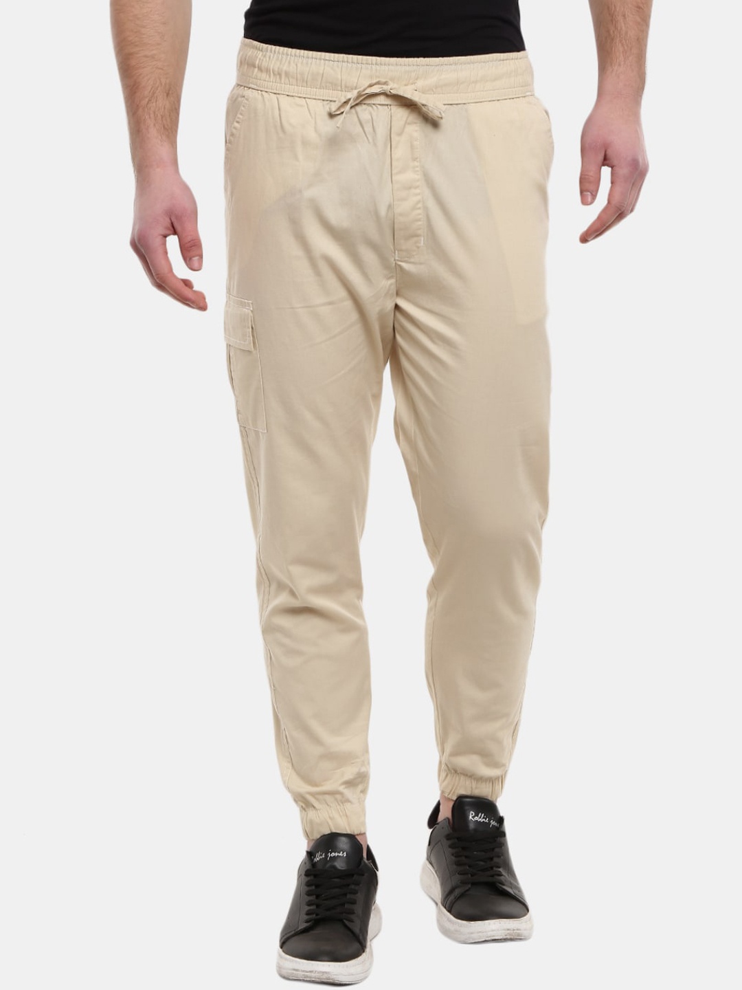 

V-Mart Men Cream-Colored Solid Cotton Track Pants