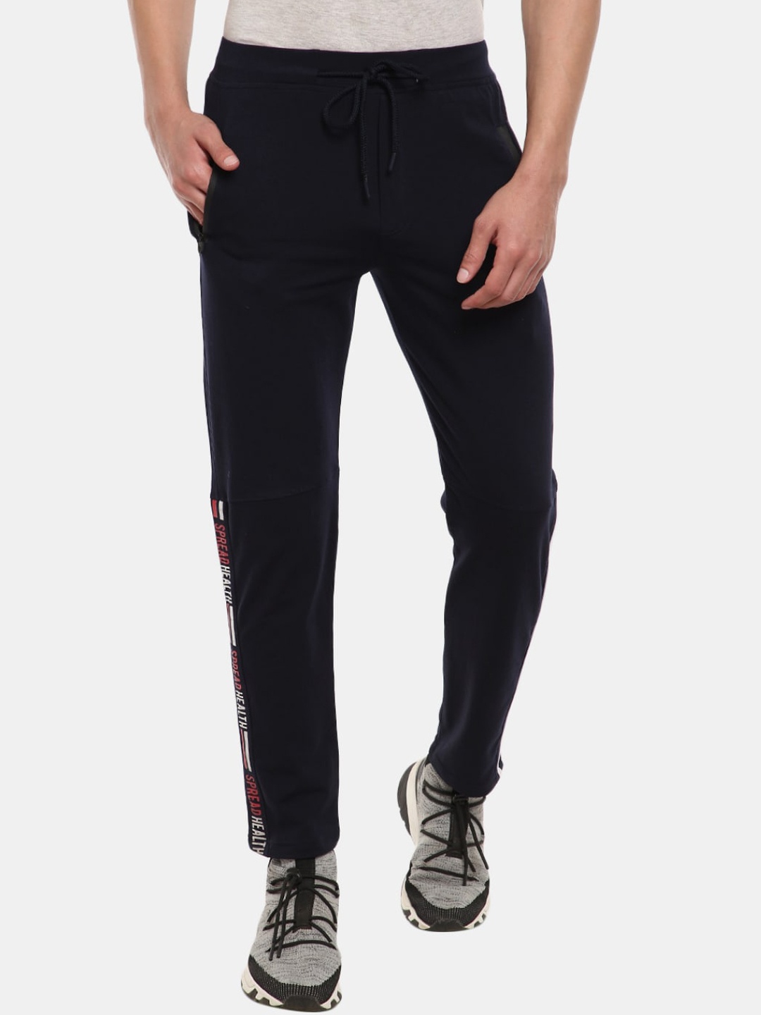 

V-Mart Men Navy Blue & Red Printed Cotton Track Pants