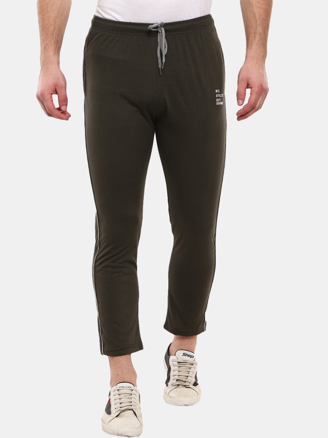 

V-Mart Men Olive Green Solid Cotton Track Pants