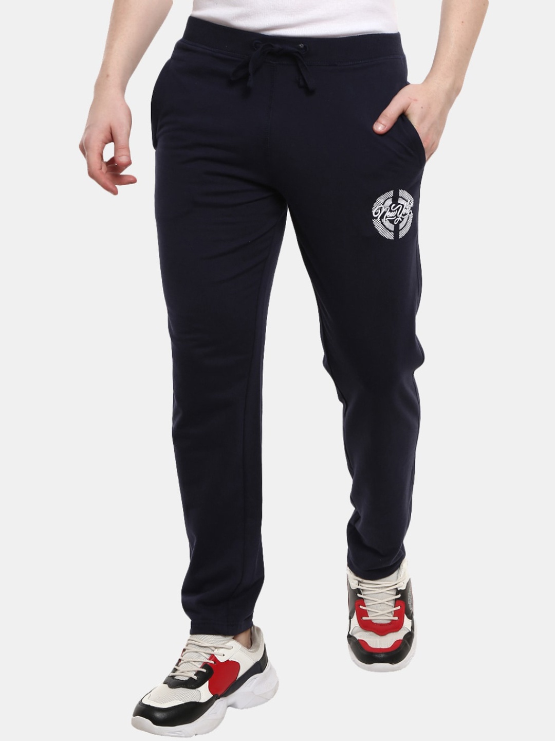 

V-Mart Men Navy Blue Solid Cotton Track Pants