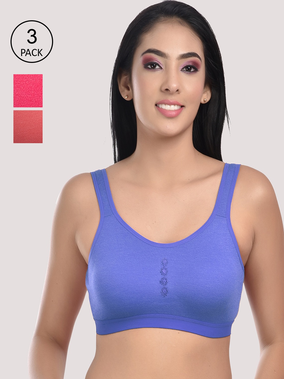 

StyFun Women Red and Blue and Pink Bra