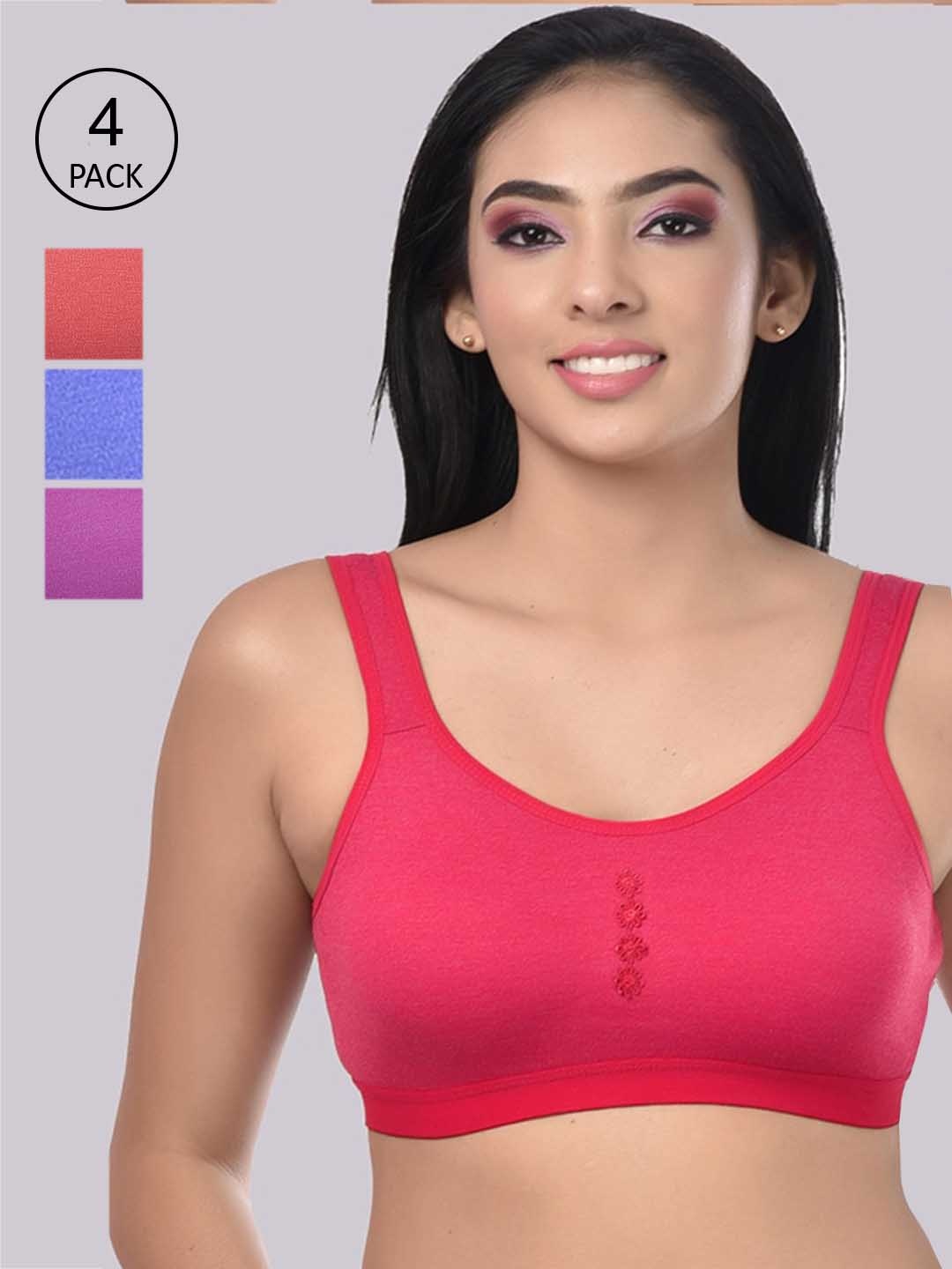 

StyFun Women Pink and Blue Pack of 4 Bra