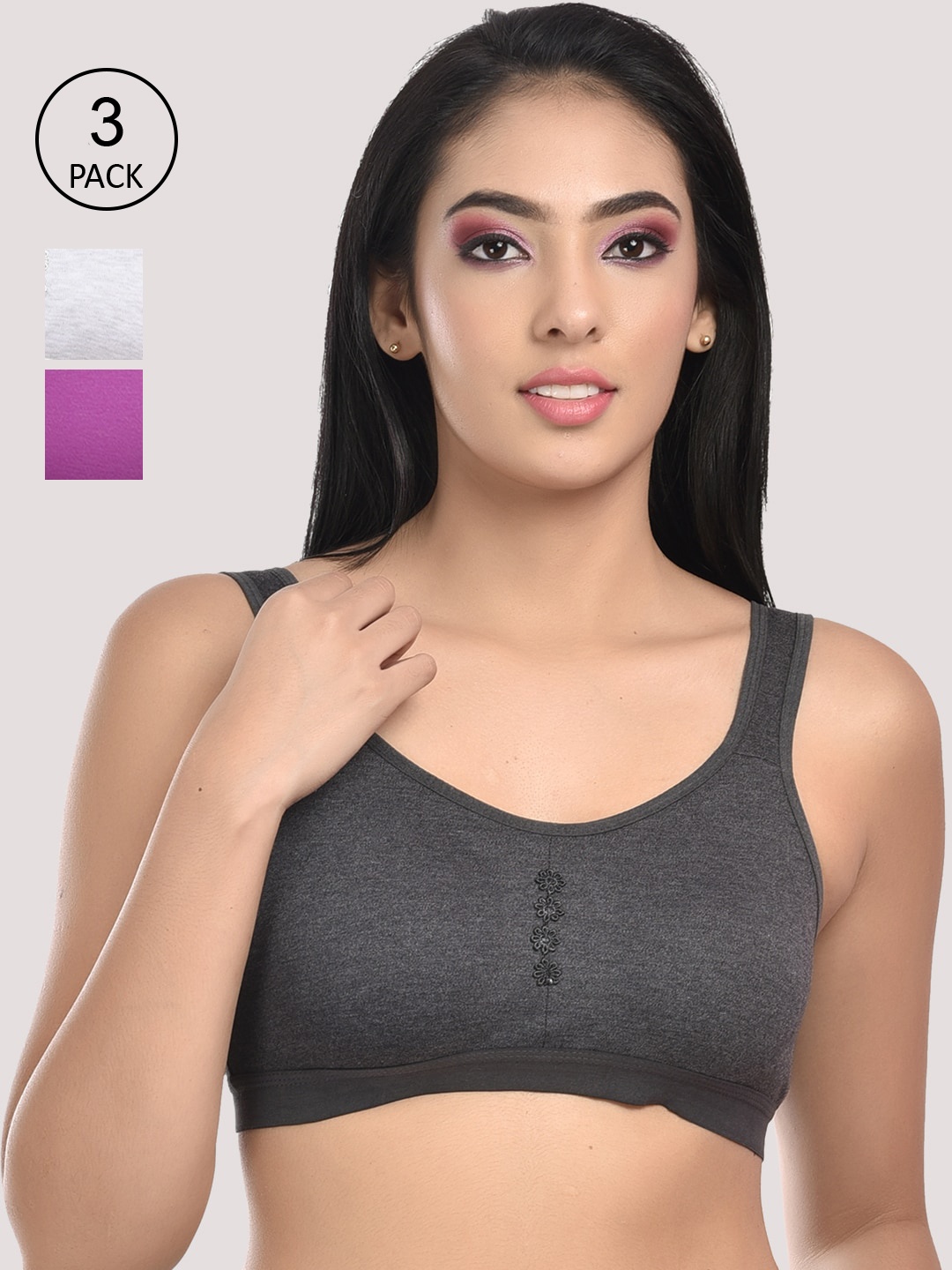 

Styfun set of 3 Bra, Black