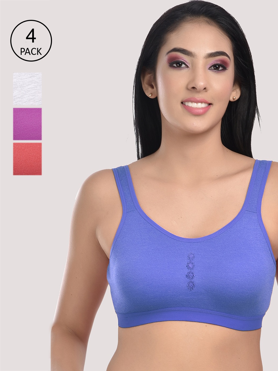 

StyFun Purple & Red Pack of 2 Non Padded Non Wired All Day Comfort Bra