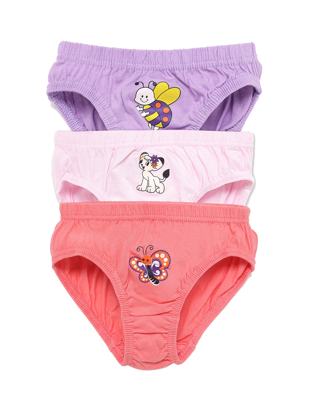 

SAVAGE Girls Pack Of 3 Printed Cotton Basic Briefs, Purple