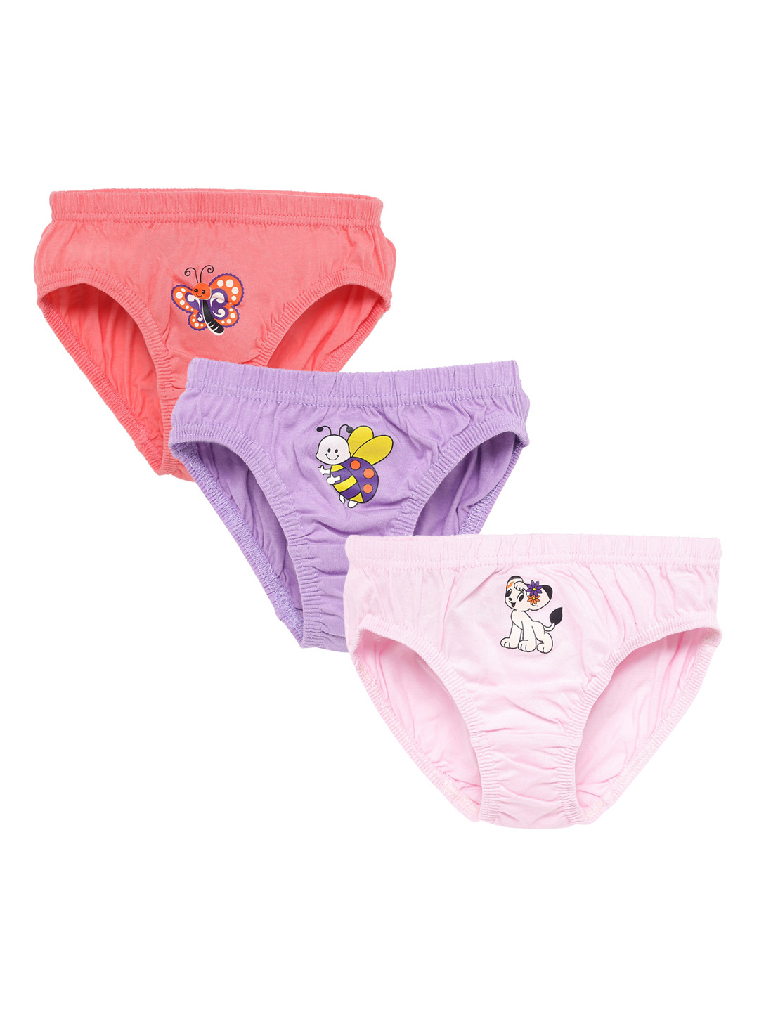 

SAVAGE Girls Pack Of 3 Assorted Cotton Basic Briefs