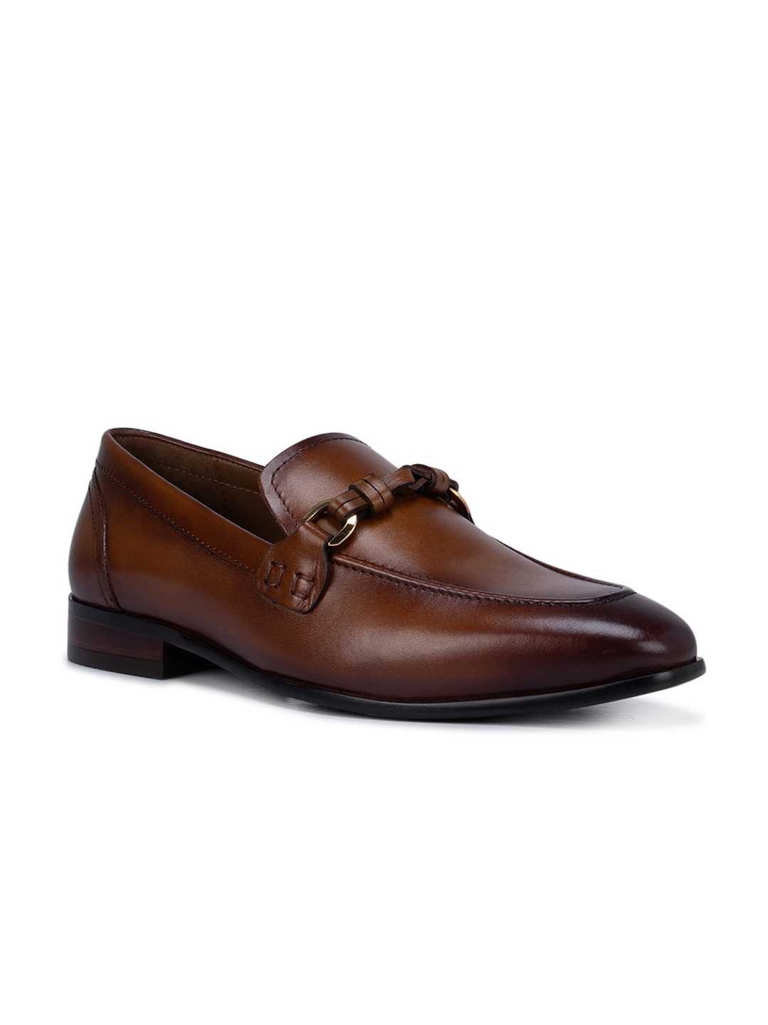 

ROSSO BRUNELLO Men Brown Solid Leather Formal Loafers