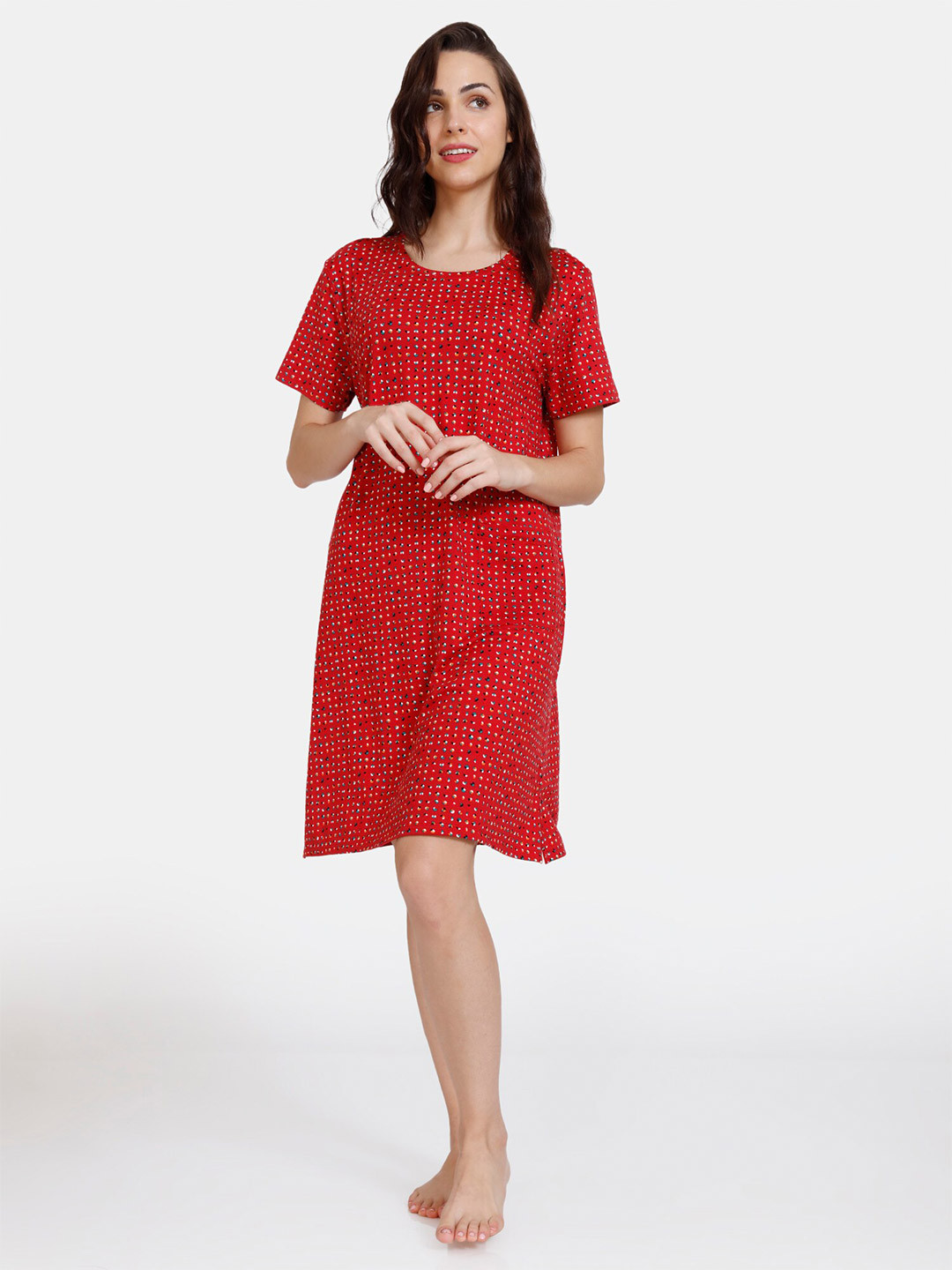 

Zivame Red Printed Nightdress