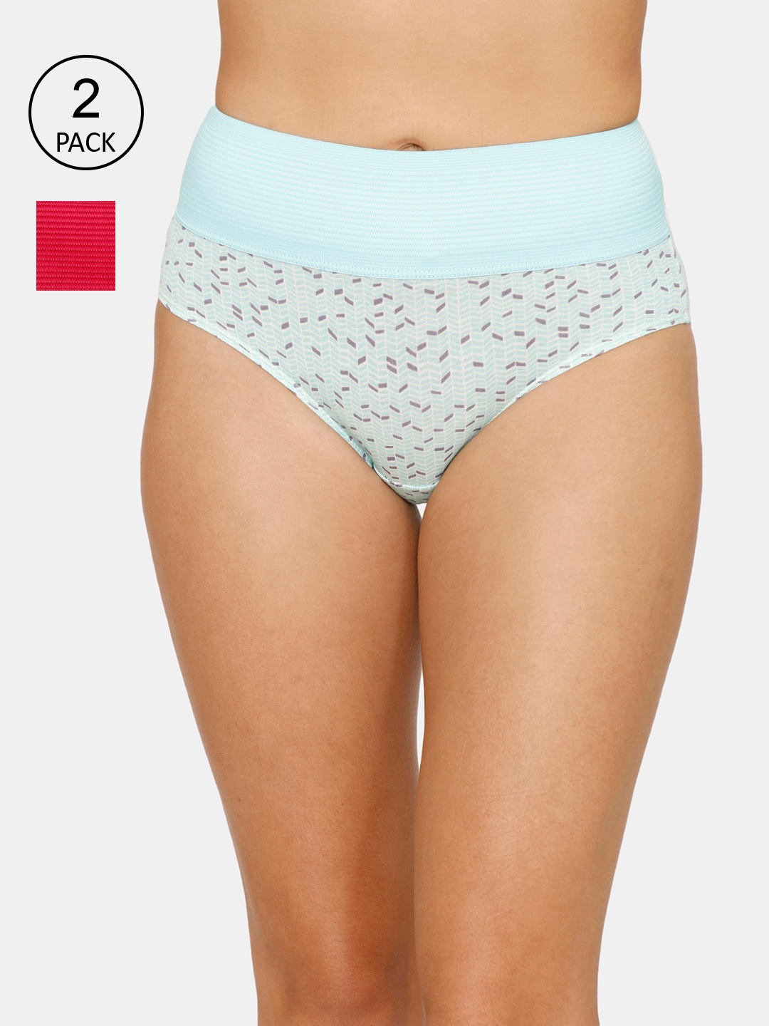 

Zivame Women Pack Of 2 Blue & Pink Hipster Briefs