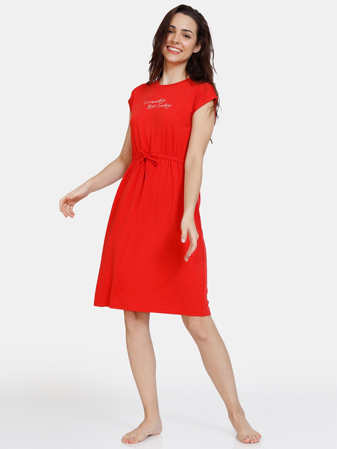 

Zivame Women Red Solid Nightdress