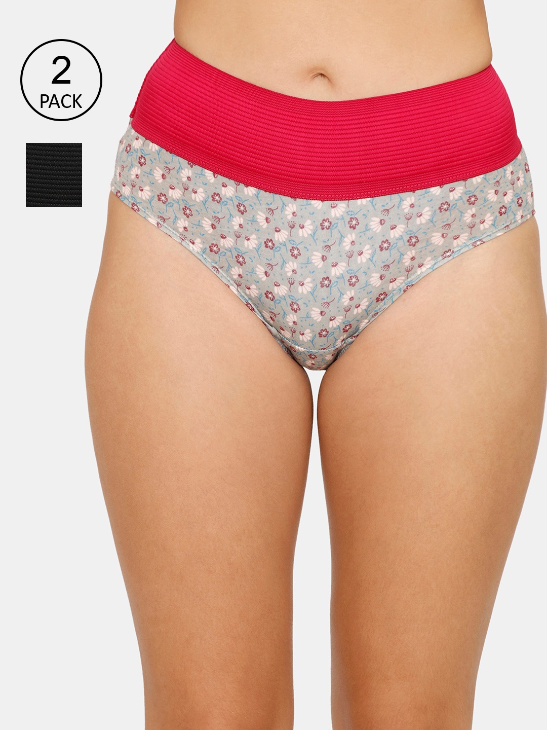 

Zivame Women Pack Of 2 Assorted High-Rise Hipster Briefs