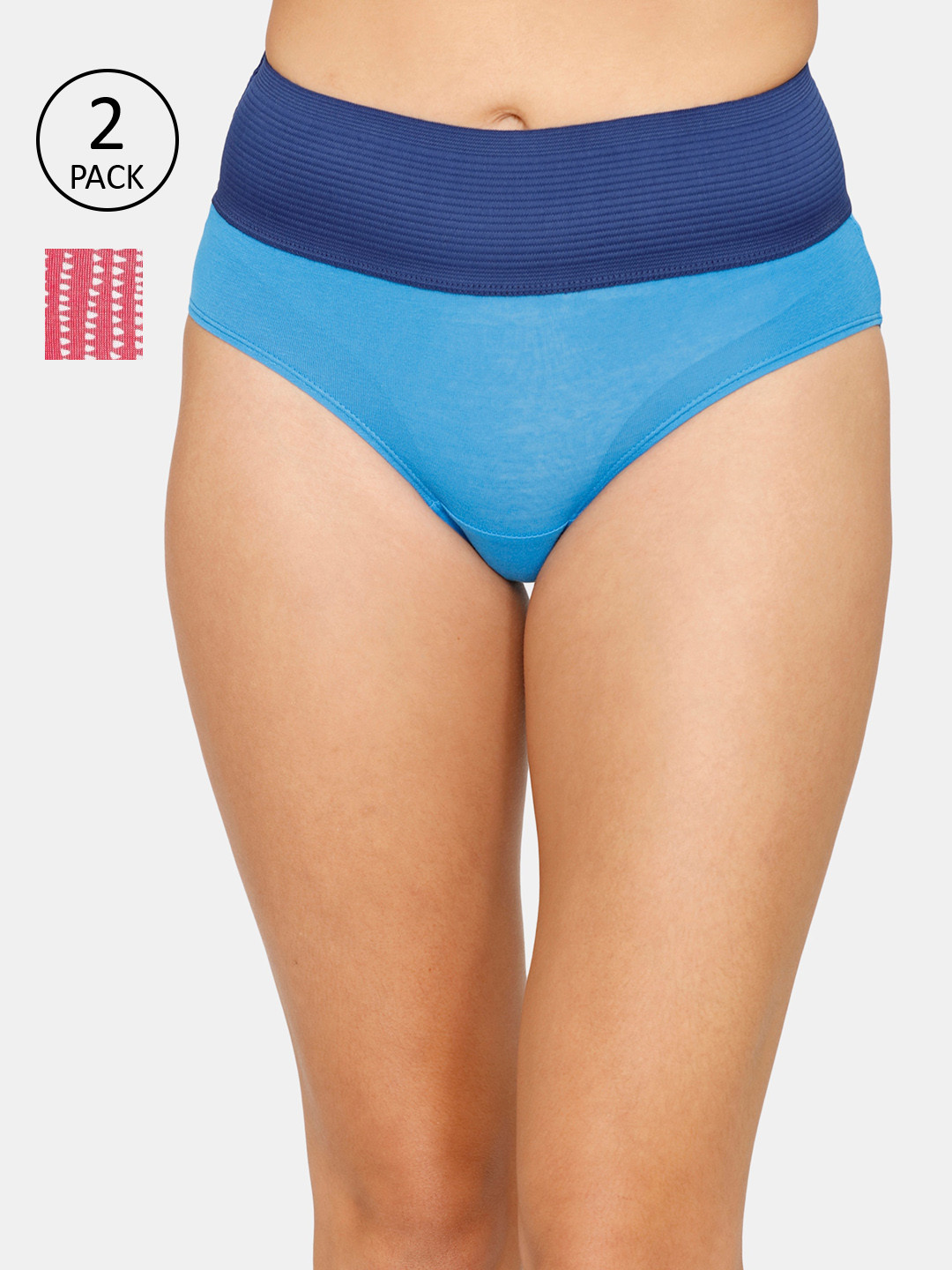 

Zivame Women Pack Of 2 Blue & Red Hipster Briefs-ZI2694FASHJDAST