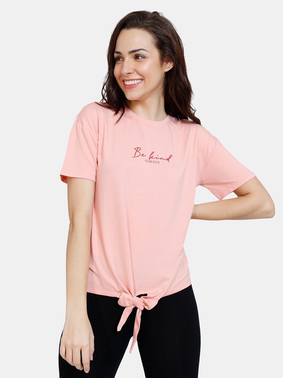 

Zivame Pink Typography Print Top