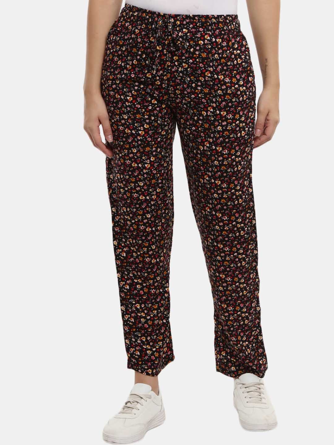 

V-Mart Women Black Floral Printed Track Pants