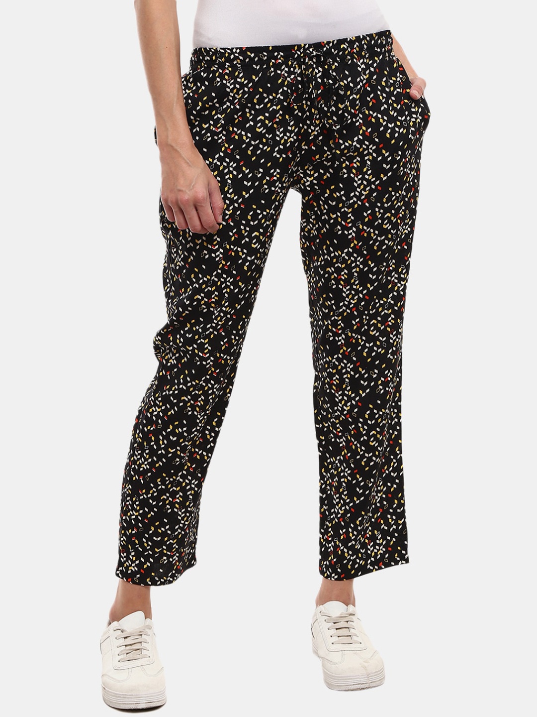 

V-Mart Women Black Printed Cotton Track Pants