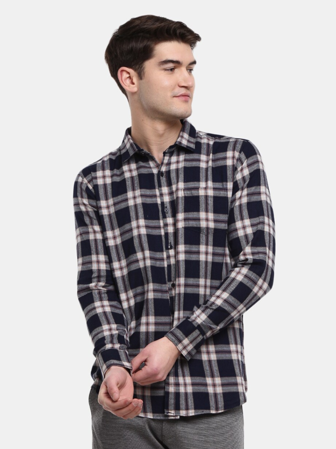 

V-Mart Men Pink Classic Tartan Checks Checked Casual Shirt