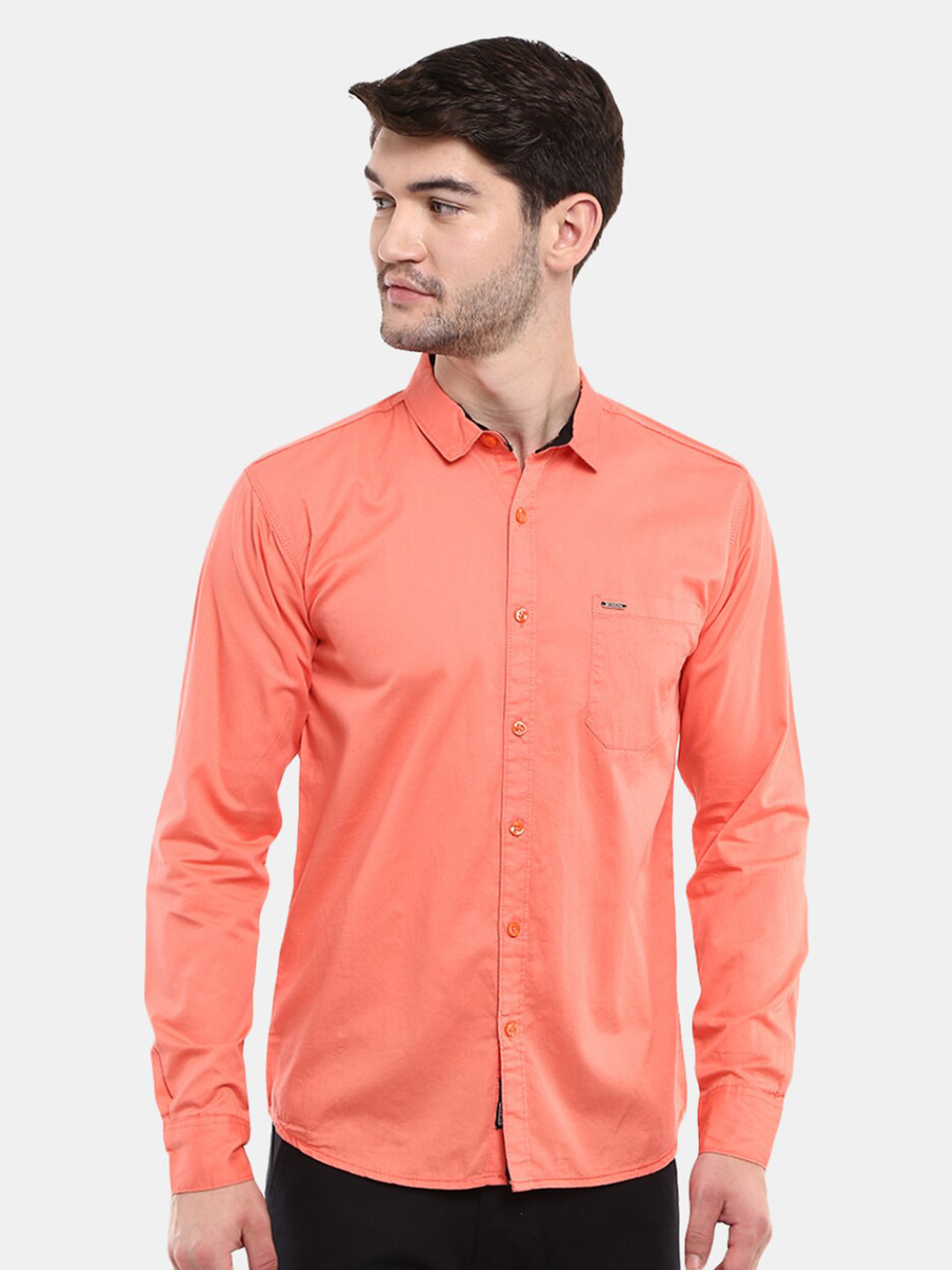 

V-Mart Men Peach-Coloured Classic Slim Fit Casual Shirt