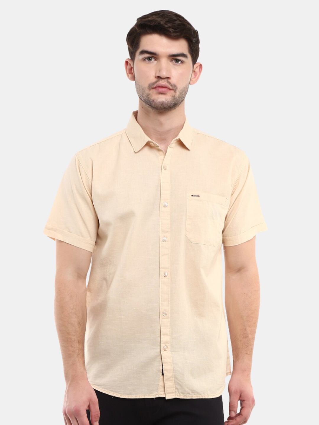 

V-Mart Men Beige Spread Collar Classic Casual Shirt