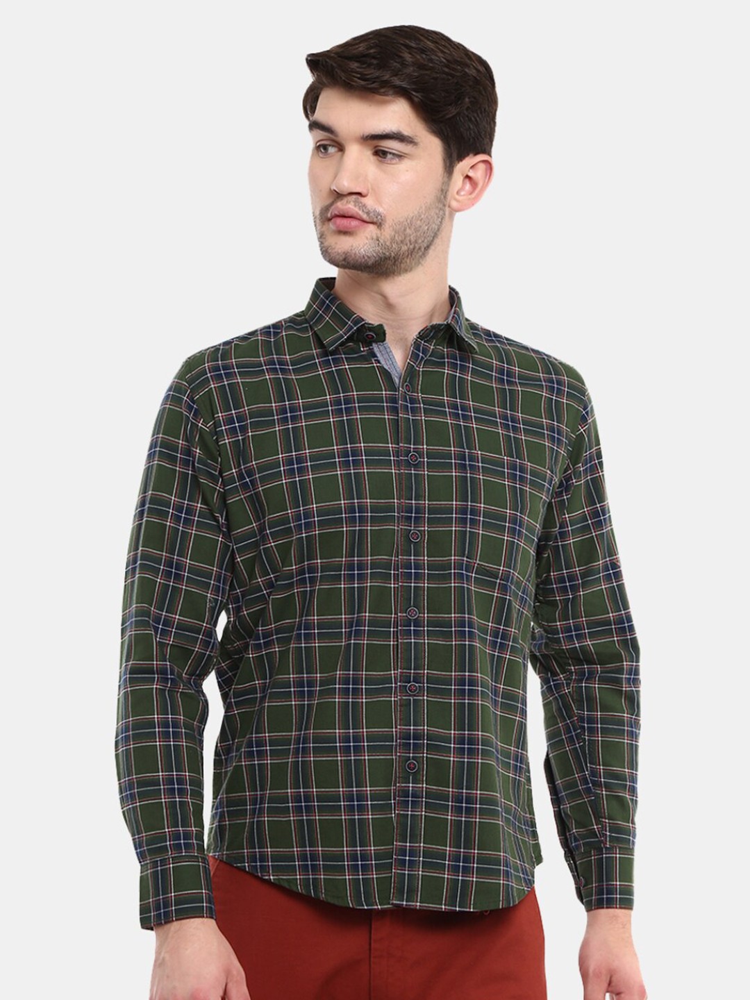 

V-Mart Men Green Classic Tartan Checks Checked Casual Shirt