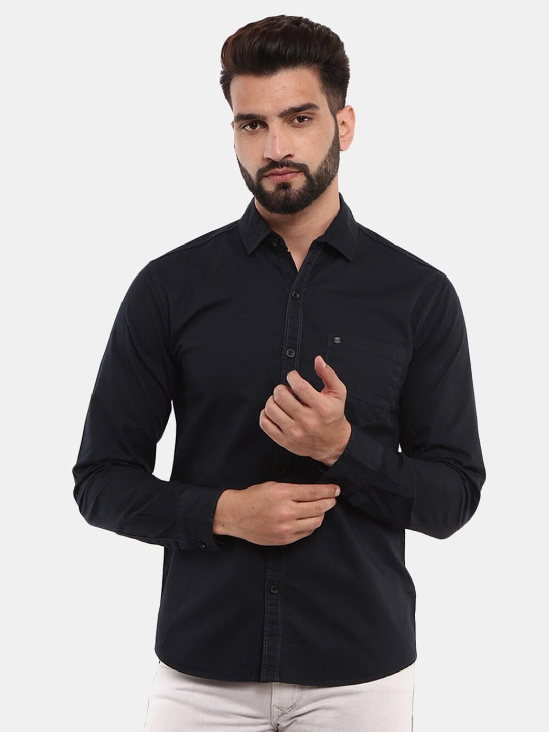 

V-Mart Men Black Classic Slim Fit Casual Shirt