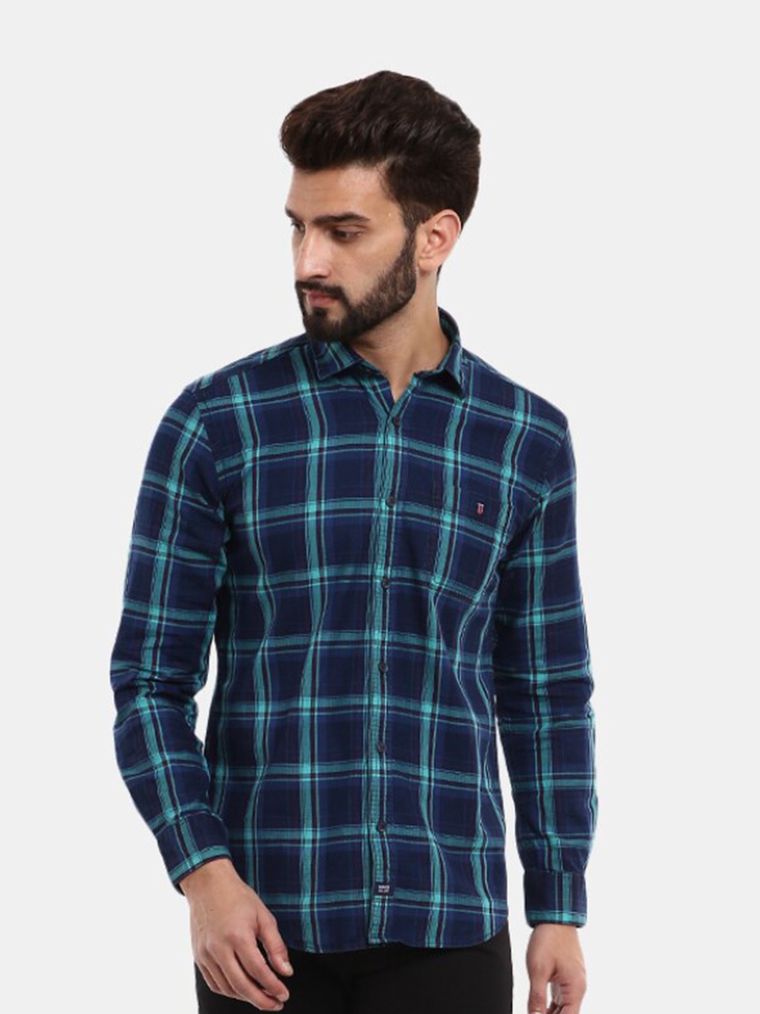 

V-Mart Men Blue Checked Cotton Classic Casual Shirt