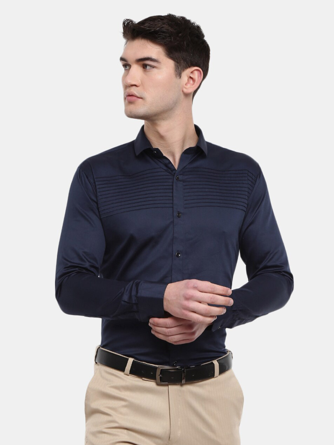 

V-Mart Men Regular Fit Navy Blue Classic Formal Shirt